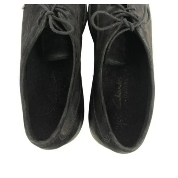 Clarks Oxford Shoes Womens 8.5 M Black Suede Leather - Picture 5 of 9